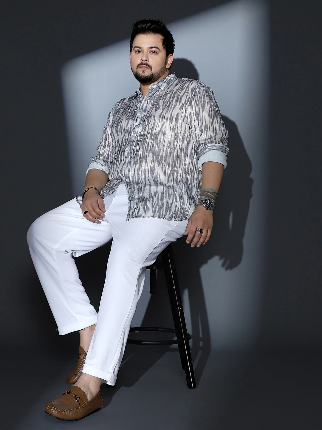 Contrast-Brush Imprint Shirt - Image 6