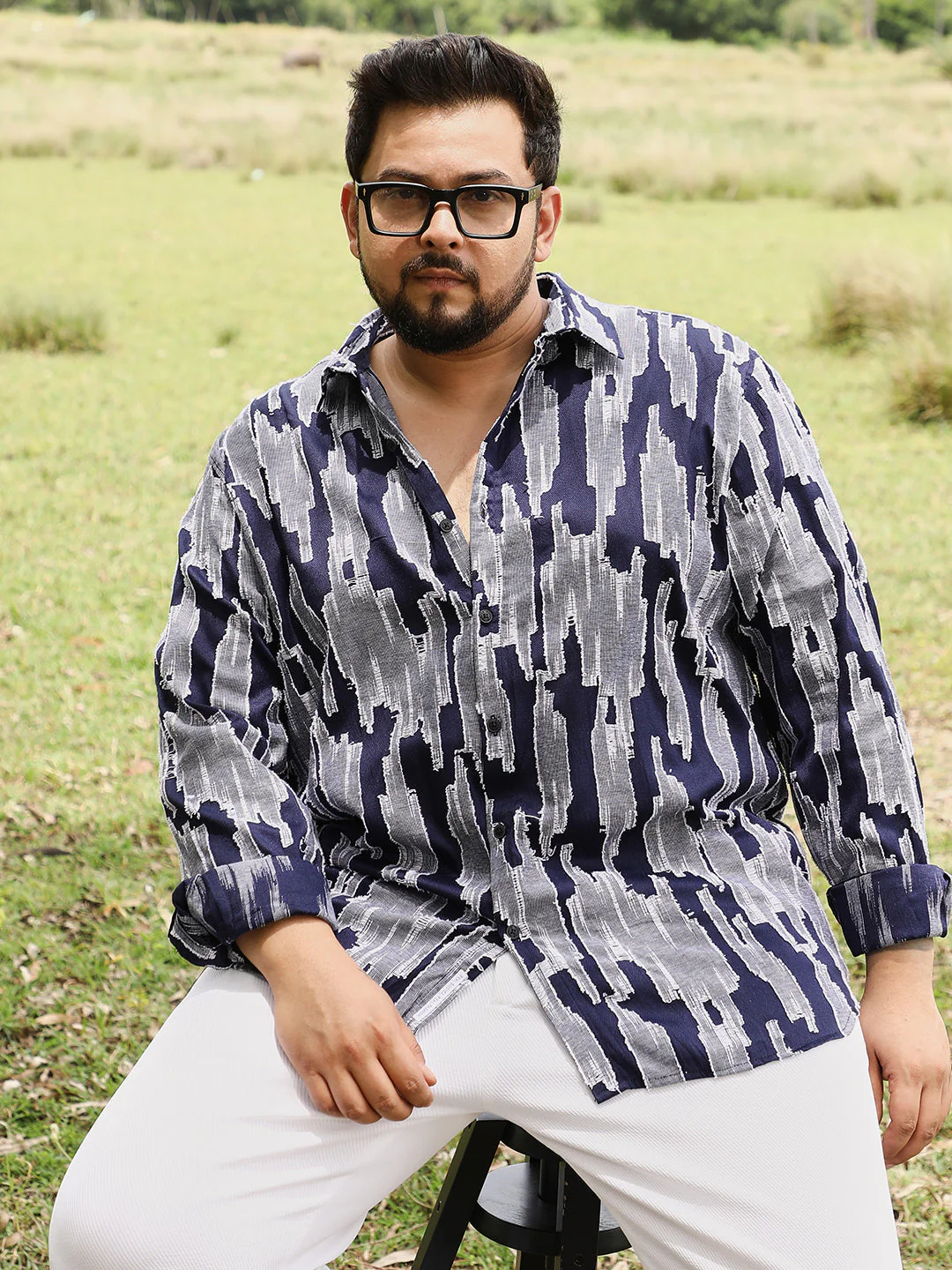 Contrast-Distressed Jacquard Shirt - Image 37