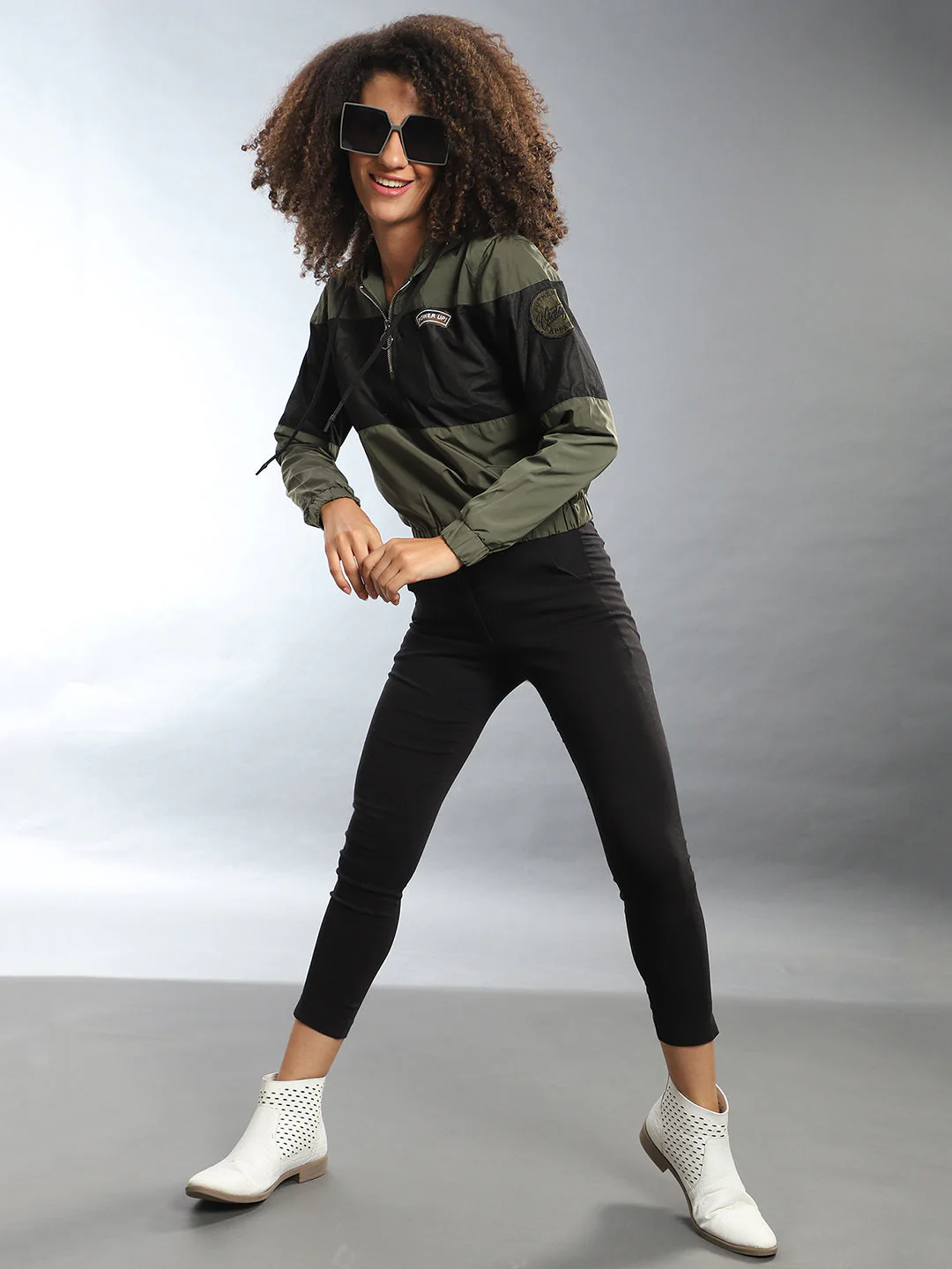 Contrast Panel Hooded Jacket