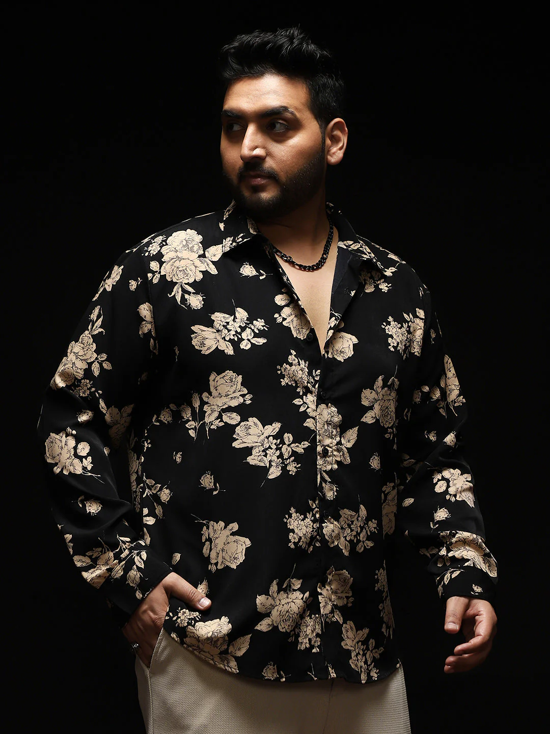Contrast-Roses Imprint Shirt - Image 3