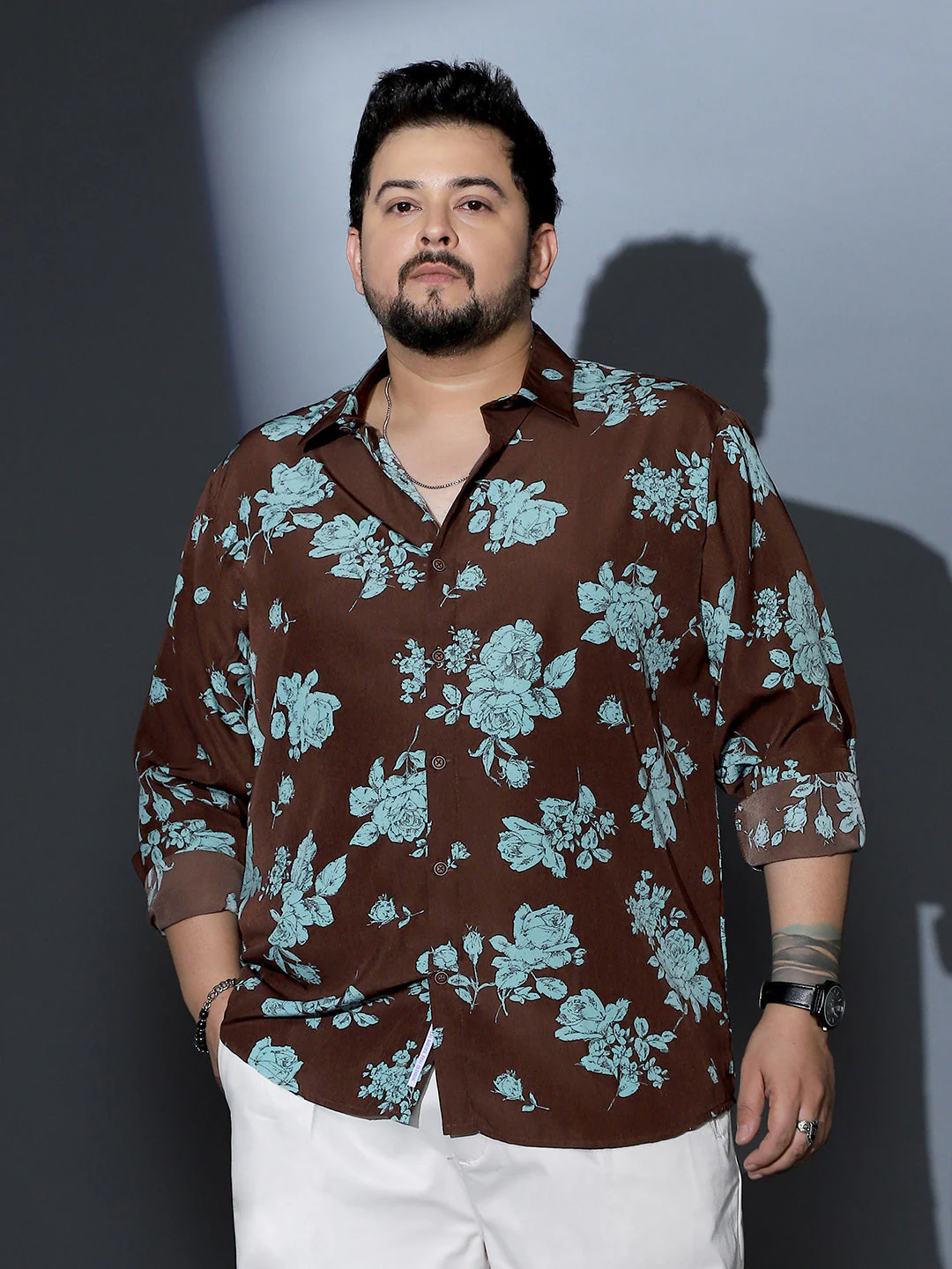 Contrast-Roses Imprint Shirt - Image 2