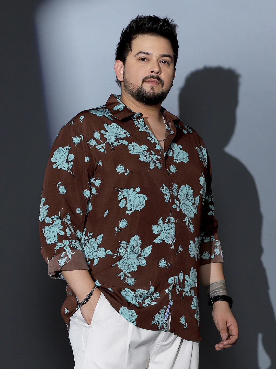 Contrast-Roses Imprint Shirt - Image 3