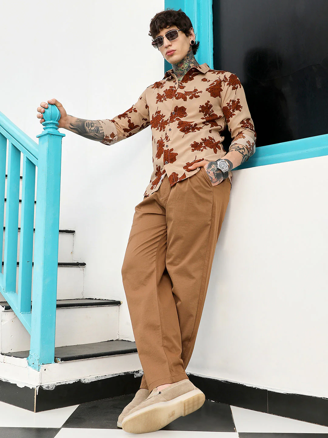 Contrast-Roses Imprint Shirt - Image 6
