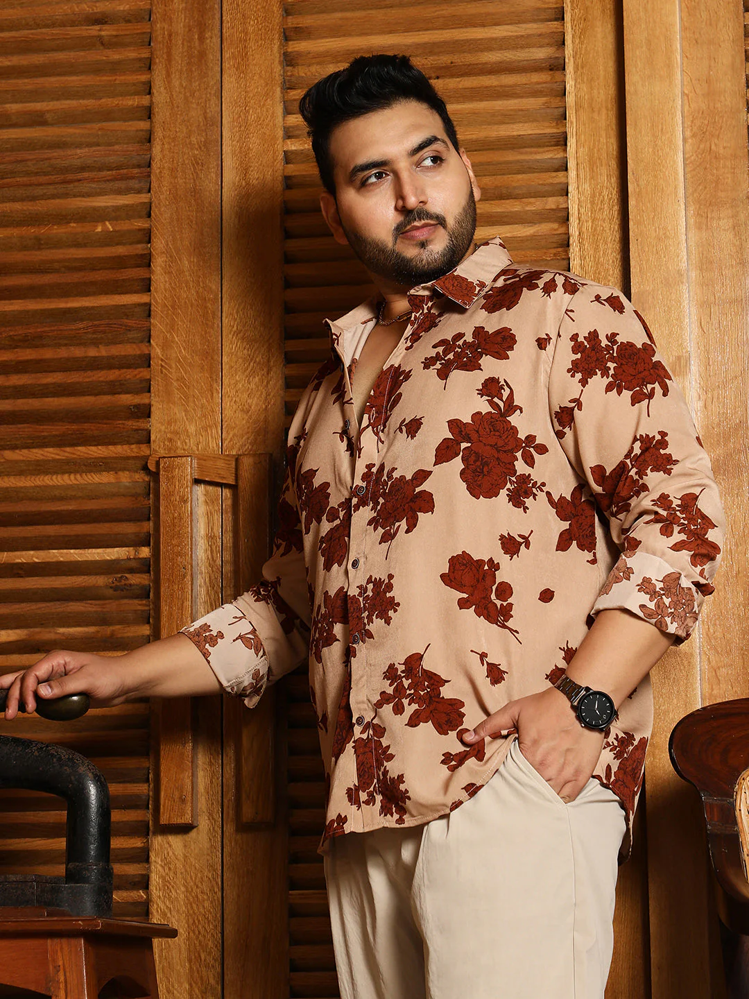 Contrast-Roses Imprint Shirt - Image 3