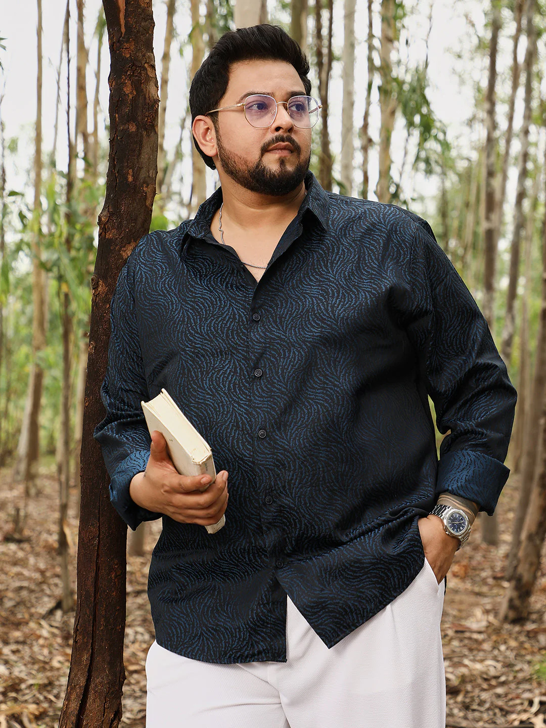 Contrast-Streaks Jacquard Shirt - Image 13