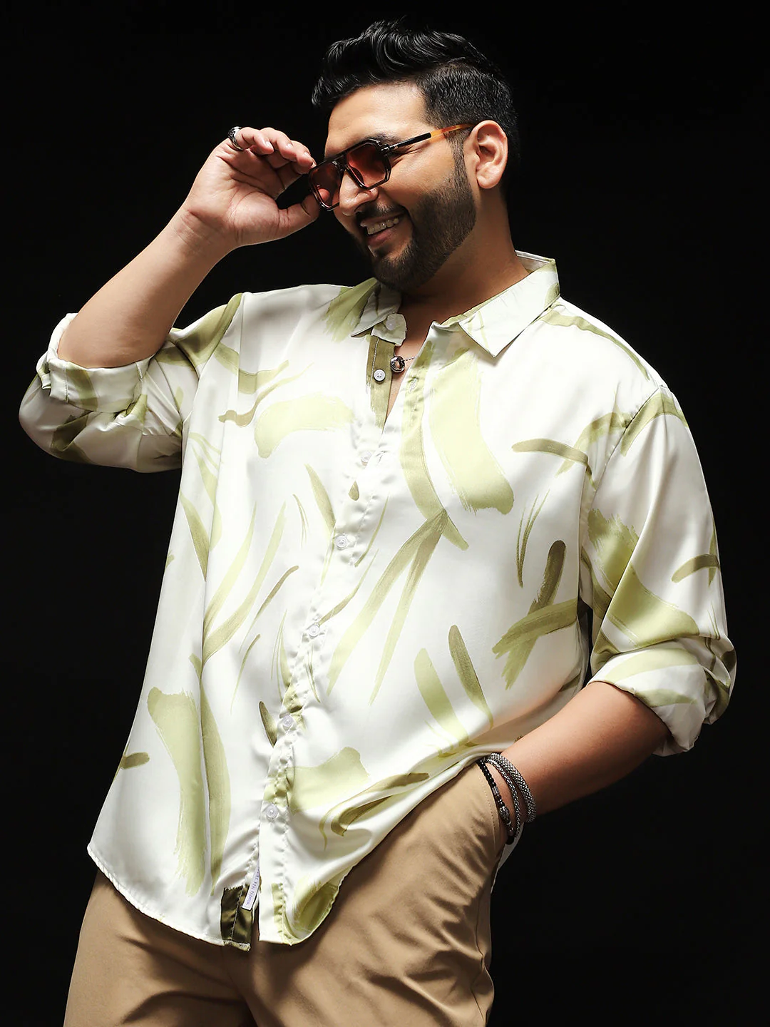 Contrast-Strokes Imprint Shirt - Image 16