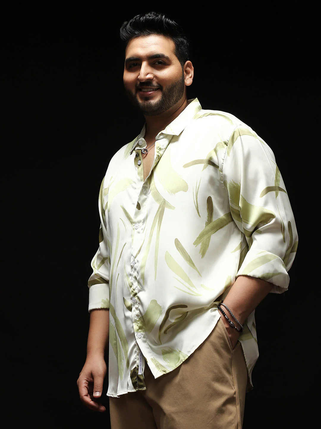 Contrast-Strokes Imprint Shirt - Image 3