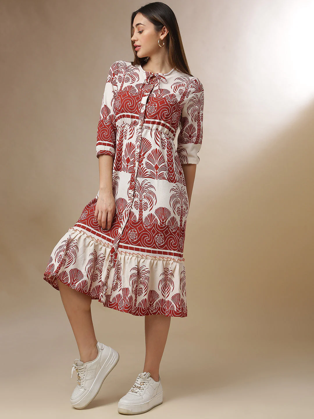 Contrast Tropical Dress - Image 3