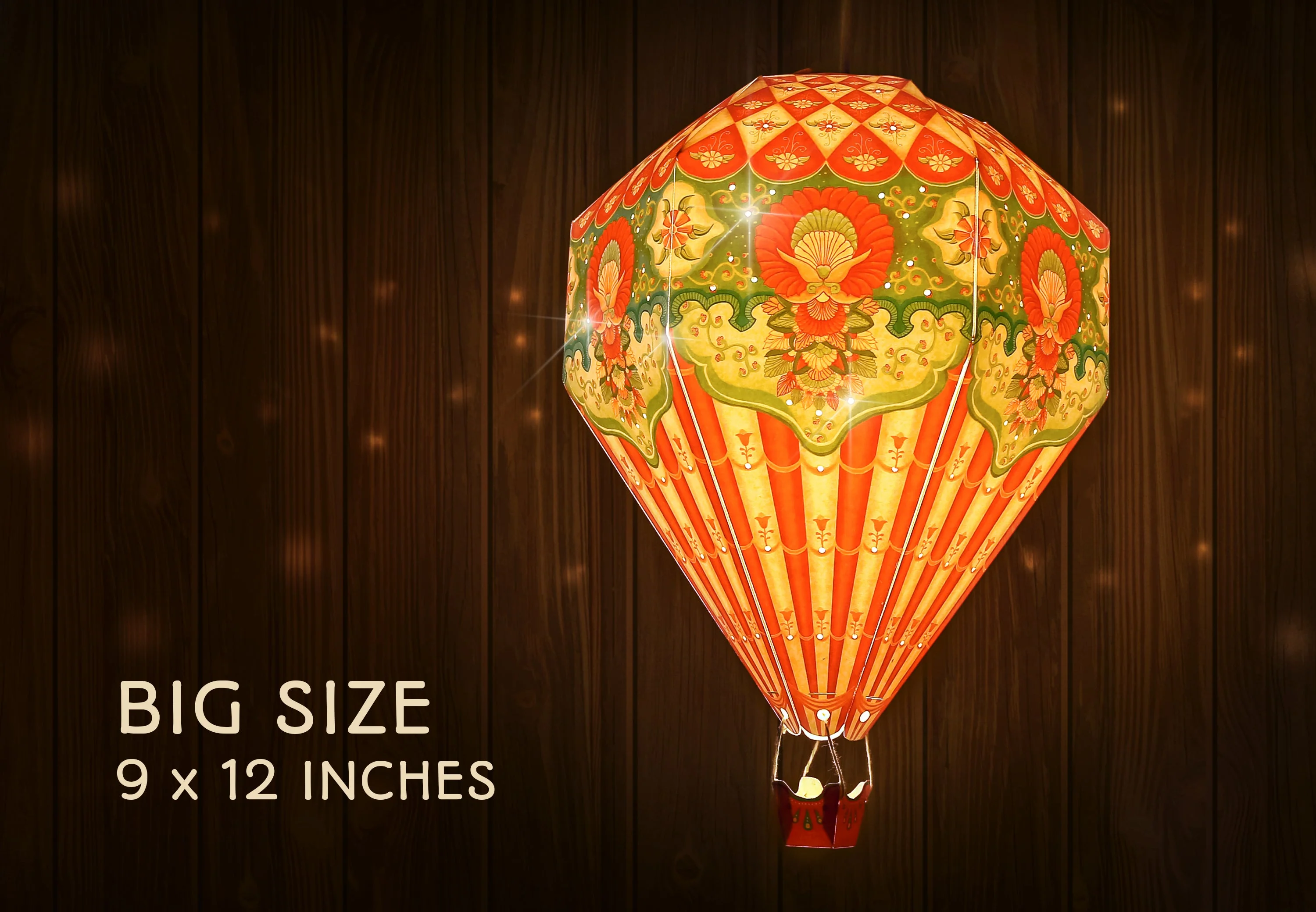 Convenience Pack with Bulb & Wire: Big Red Hot Air Balloon Paper Lamp - Image 7