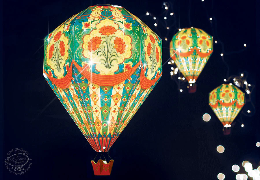 Convenience Pack with Bulb & Wire: Small Blue Hot Air Balloon Paper Lamp - Image 9