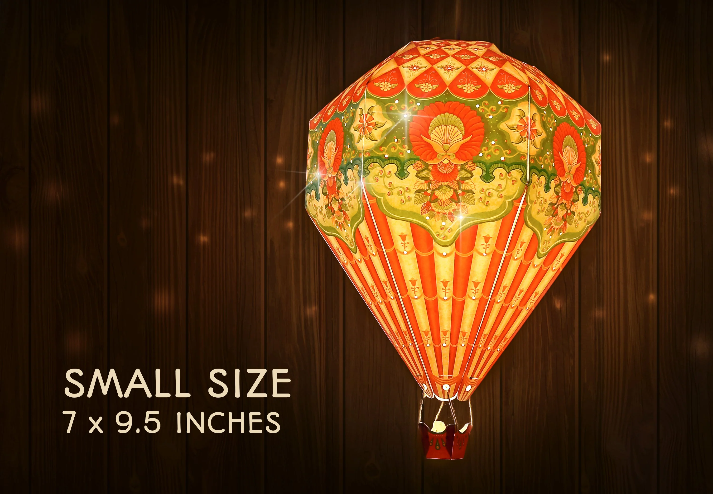 Convenience Pack with Bulb & Wire: Small Red Hot Air Balloon Paper Lamp - Image 7