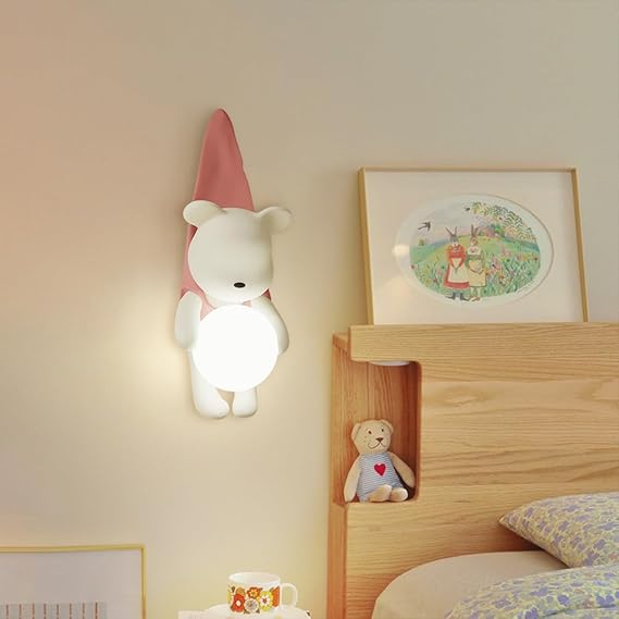 CORAL TREE Cartoon Wall Light, LED Wall Light for Kids Room, Little Bear Wall Light, Cute Wall Light, 8W 3000K Hardwired Wall Light for Kids Room, Nursery - Image 3