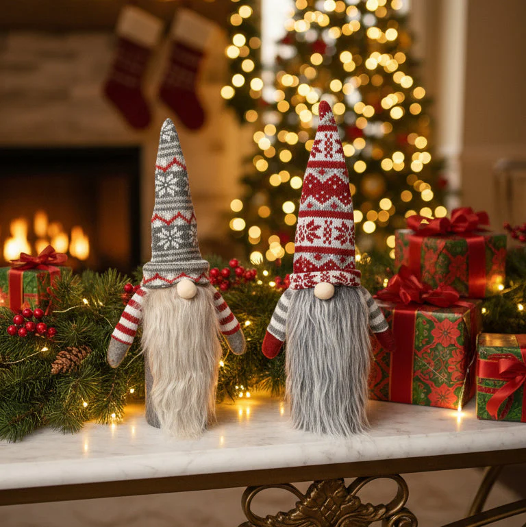 Coral Tree Knitted Christmas Wine Bottle Cover – Nordic Gnome Design - Image 2
