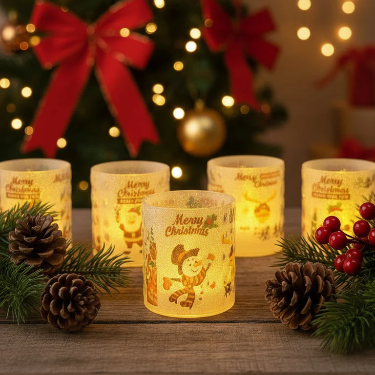 Coral Tree LED Christmas Printed Candle Lights Set of 4/5 - Image 4