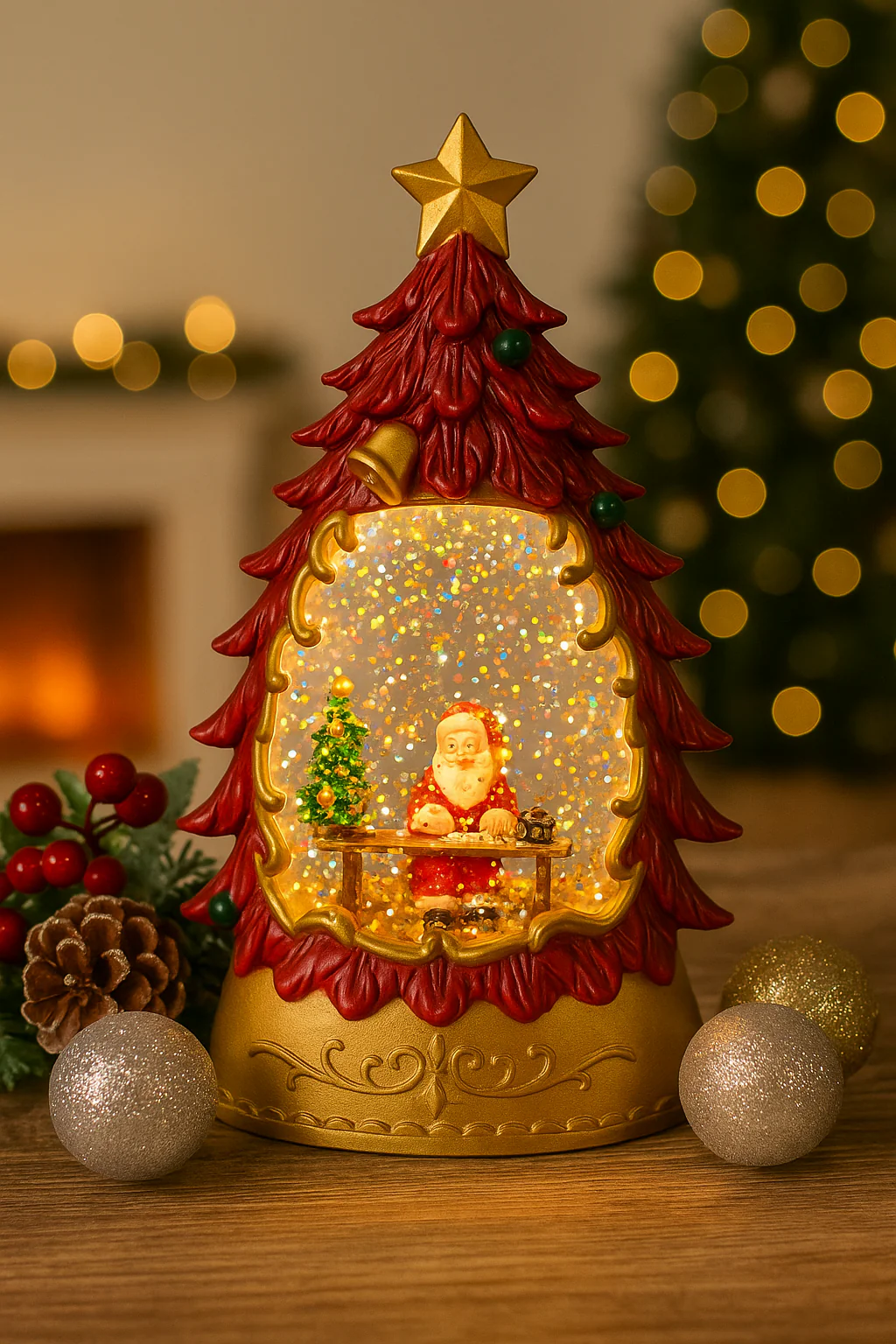 Coral Tree LED Christmas Snow Tree Light with Glitter Effect - Image 2