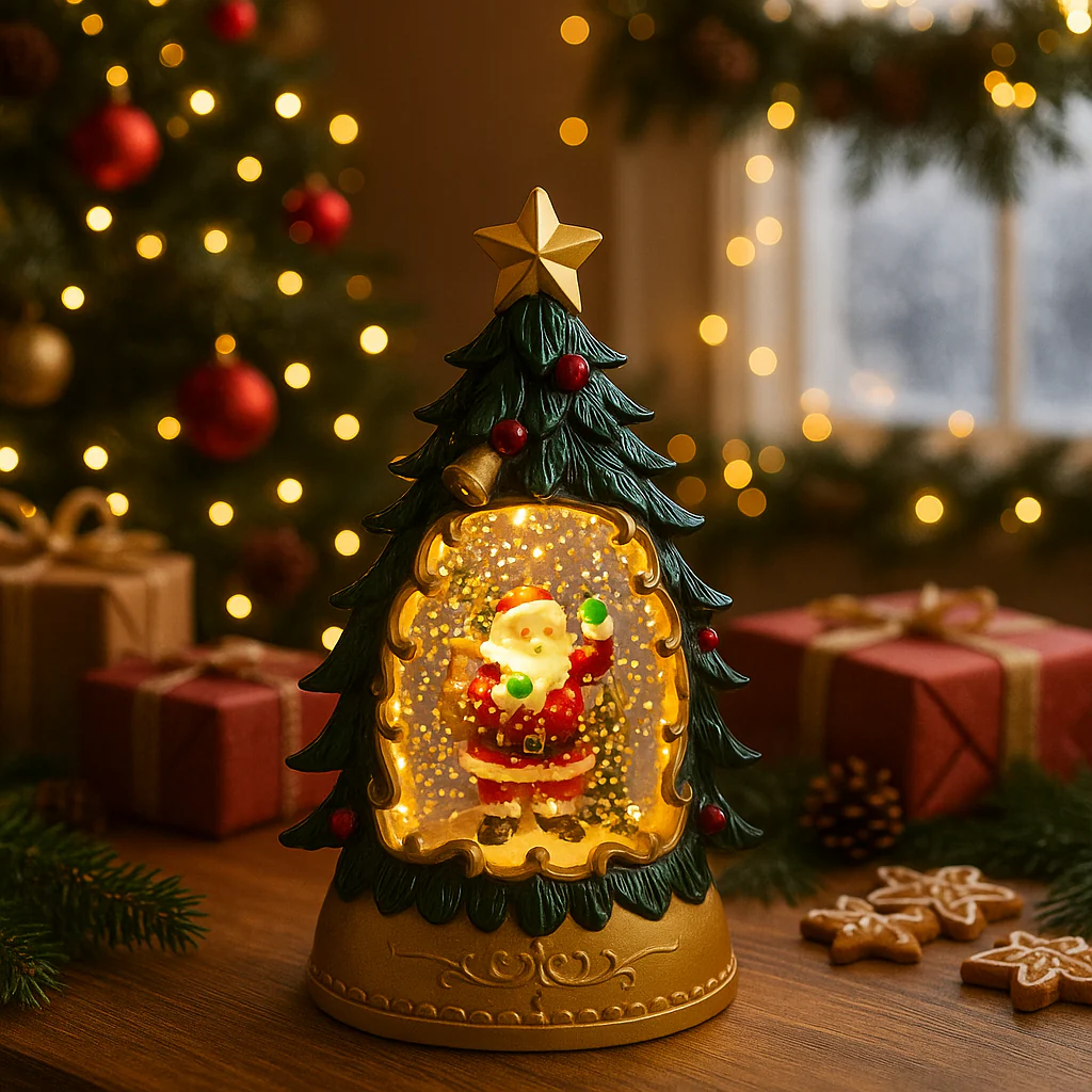 Coral Tree LED Santa Christmas Tree Lantern – 14.5 cm Festive Table Décor Light - Image 3