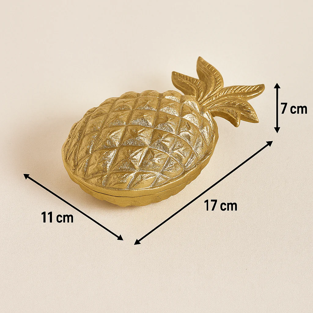 Coral Tree Pineapple Shaped Decorative Candle Holder with Lid – Gold Finish, 2-Wick Wax Candl - Image 2