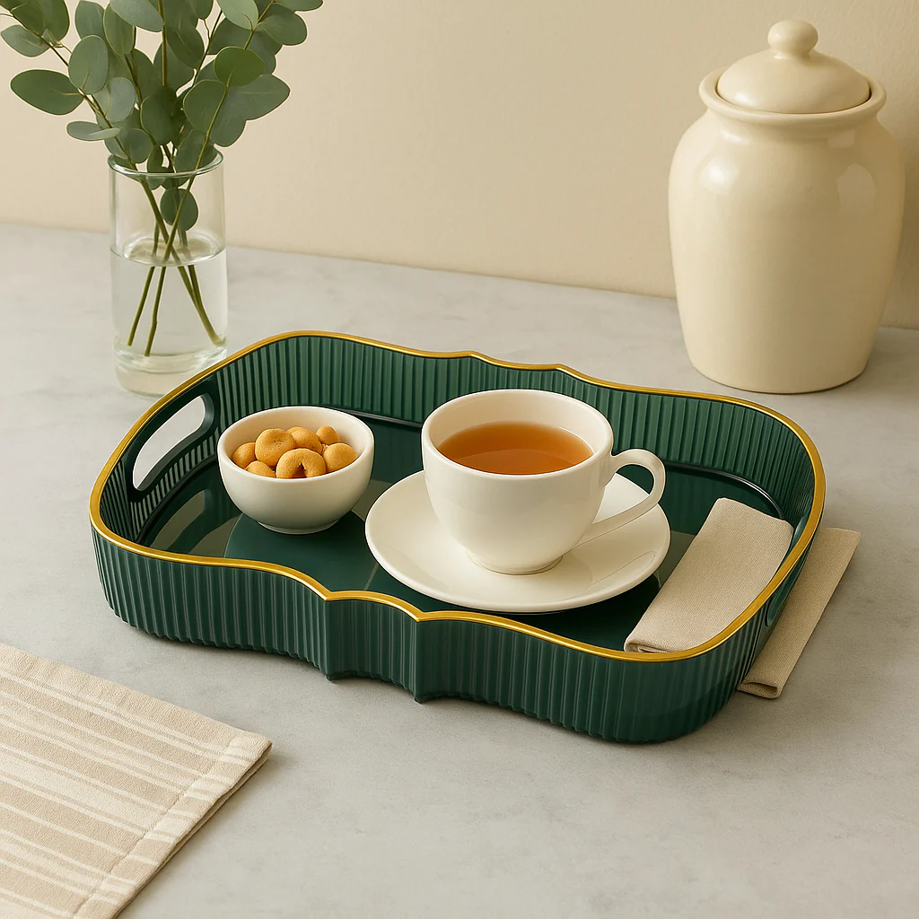 Coral Tree Transparent Acrylic Tray with Golden Rim & Handles - Image 7