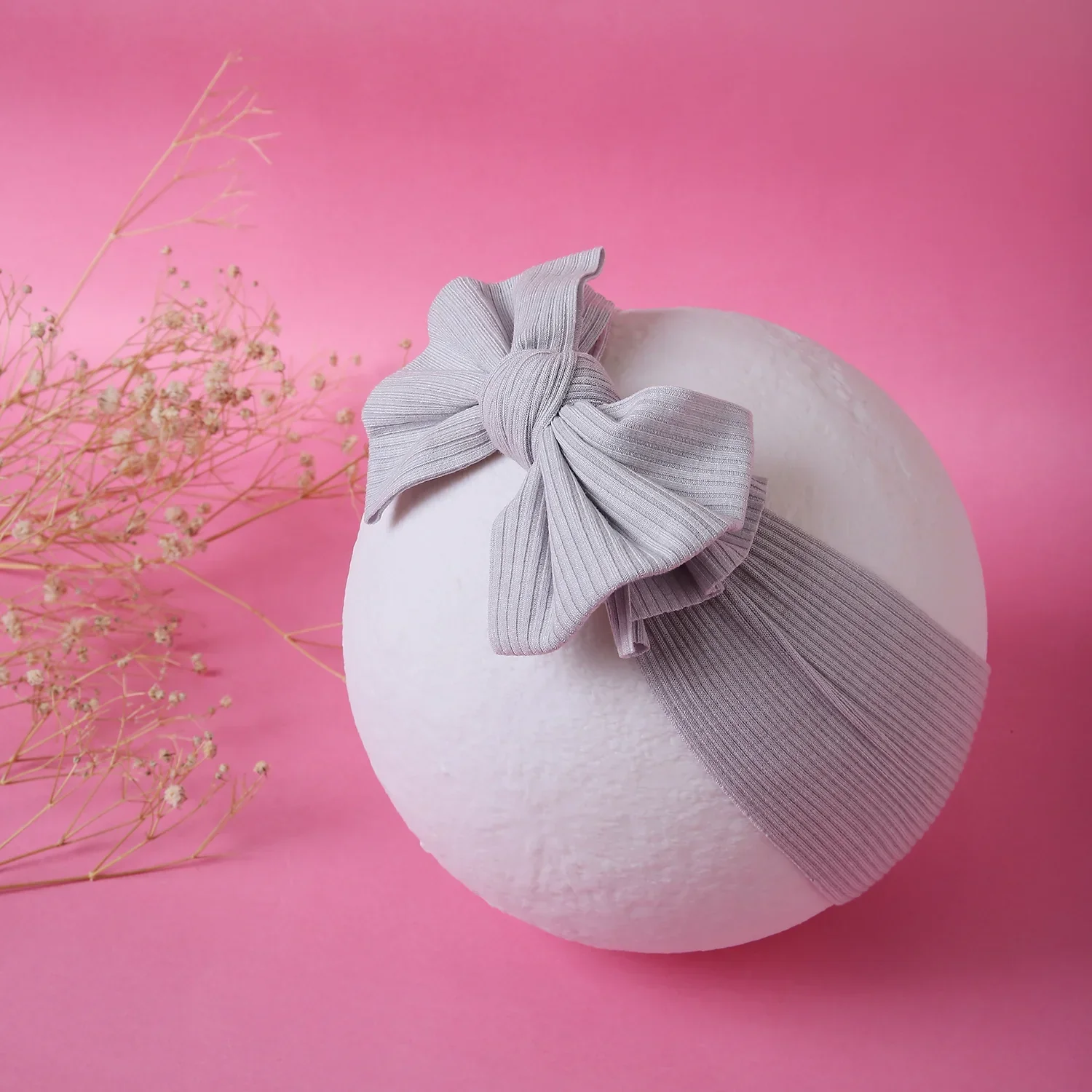 Cotton Baby Headband: Grey Bow Knot Style by Arendelle - Image 2
