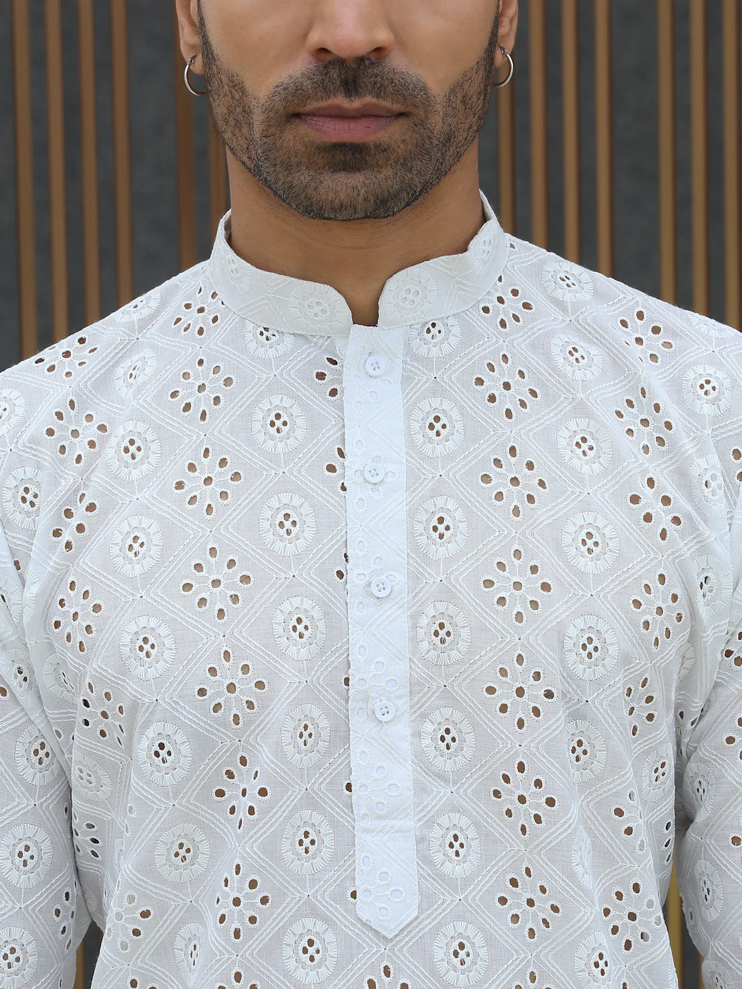 Cotton Blend Chikankari Self Design Embroidered Kurta - Image 18