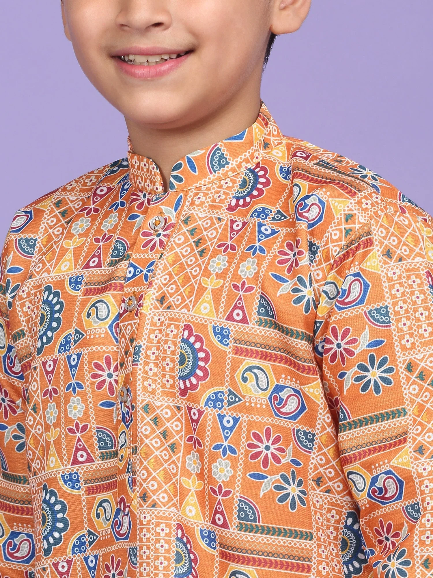 Cotton Blend Geometric Print Kurta - Image 3