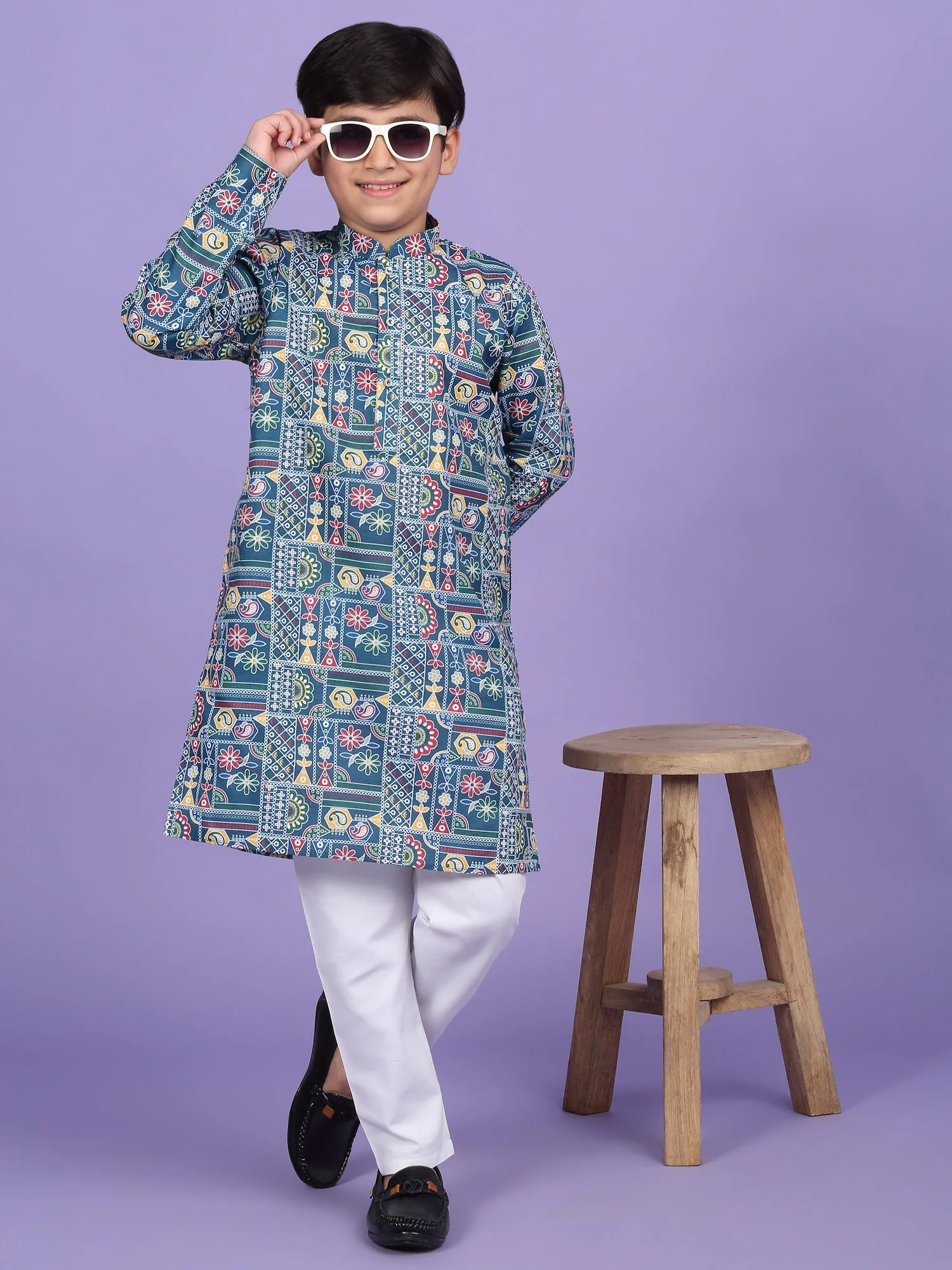 Cotton Blend Geometric Print Kurta - Image 79