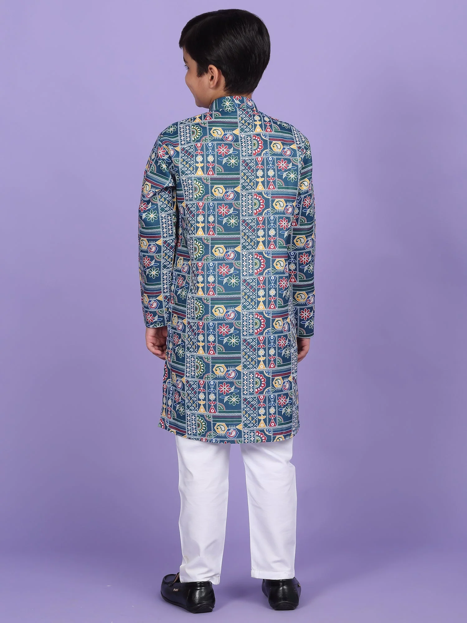 Cotton Blend Geometric Print Kurta Set - Image 17
