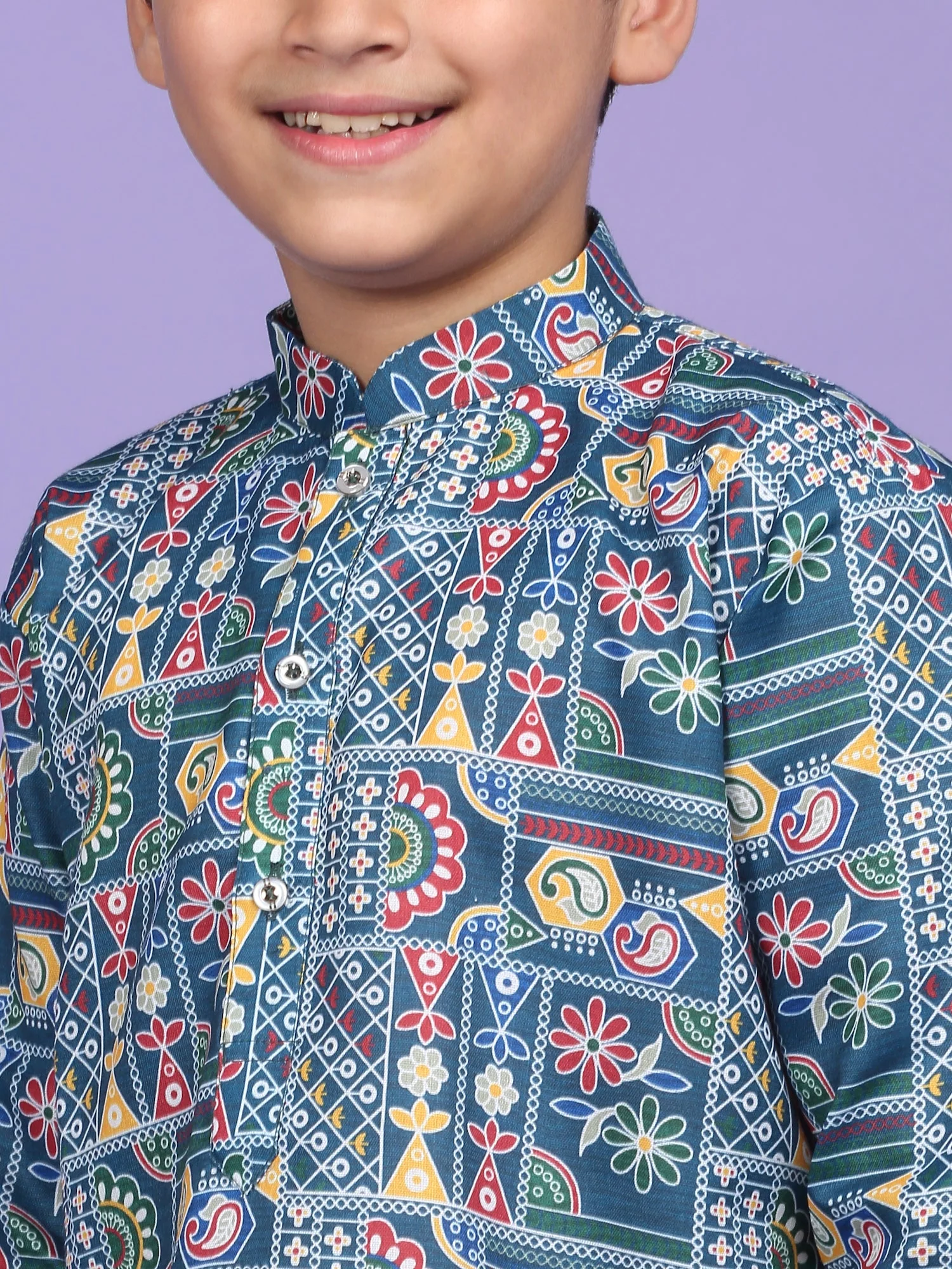 Cotton Blend Geometric Print Kurta Set - Image 18