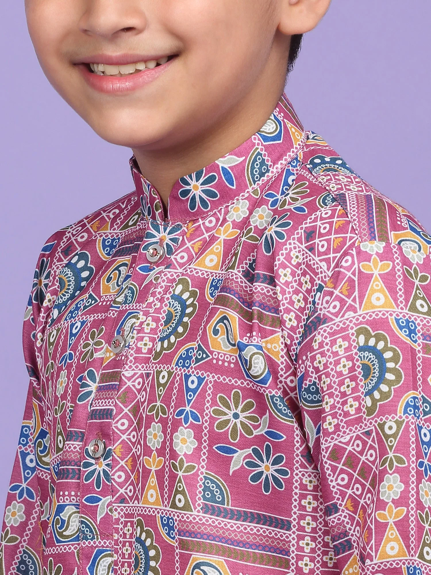 Cotton Blend Geometric Print Kurta Set - Image 8