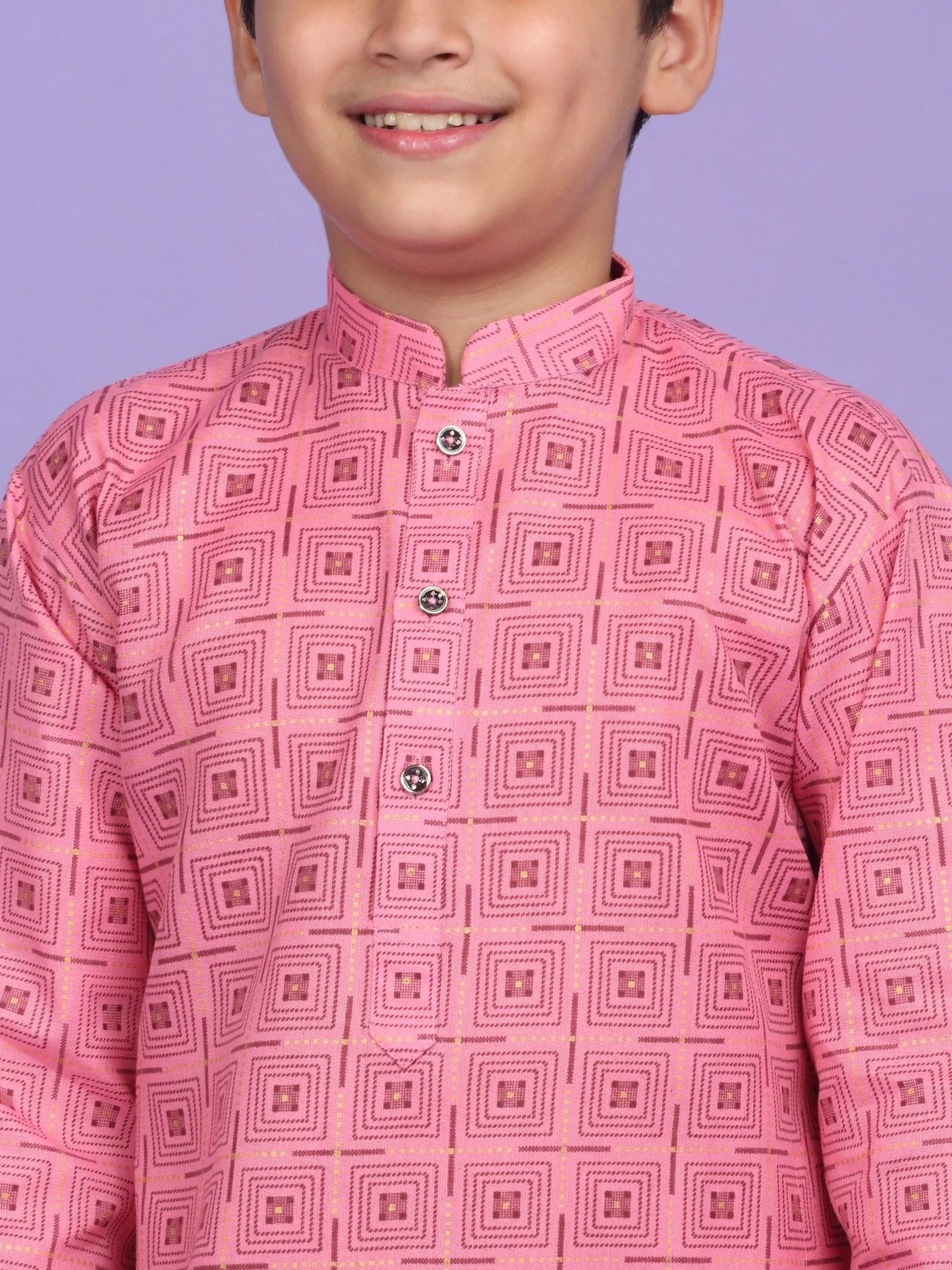 Cotton Blend Geometric Printed Kurta - Image 3