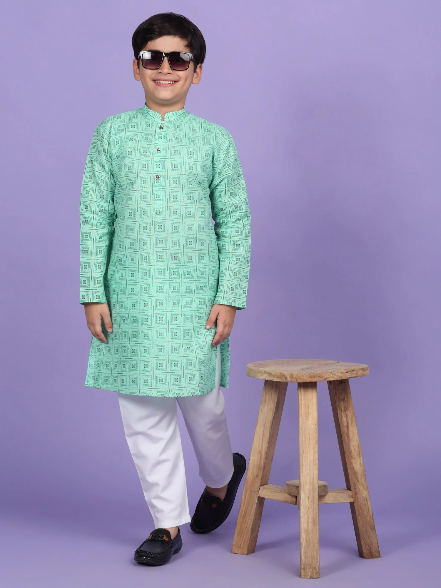 Cotton Blend Geometric Printed Kurta Set - Image 16