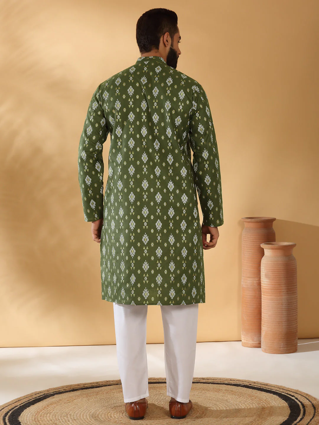 Cotton Blend Geometric Printed Straight Long Regular Kurta - Image 2