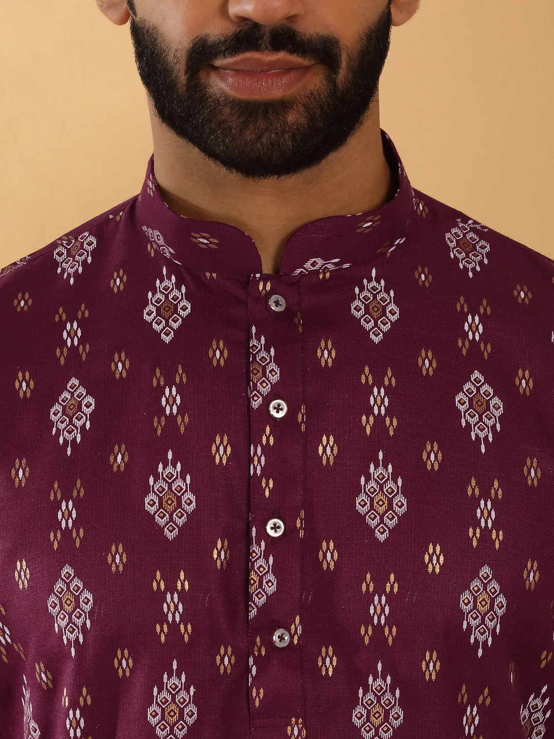 Cotton Blend Geometric Printed Straight Long Regular Kurta - Image 7
