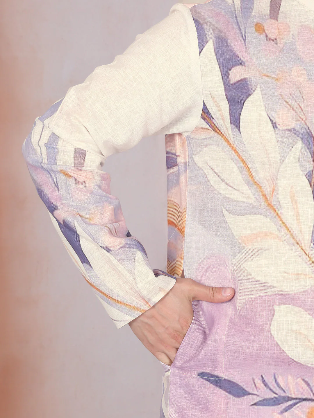 Cotton Blend Marble Printed Long Kurta - Image 2