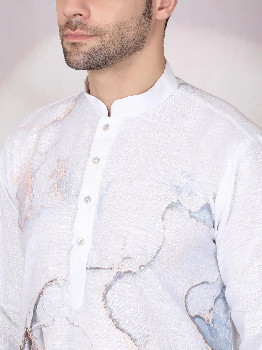 Cotton Blend Marble Printed Long Kurta - Image 29