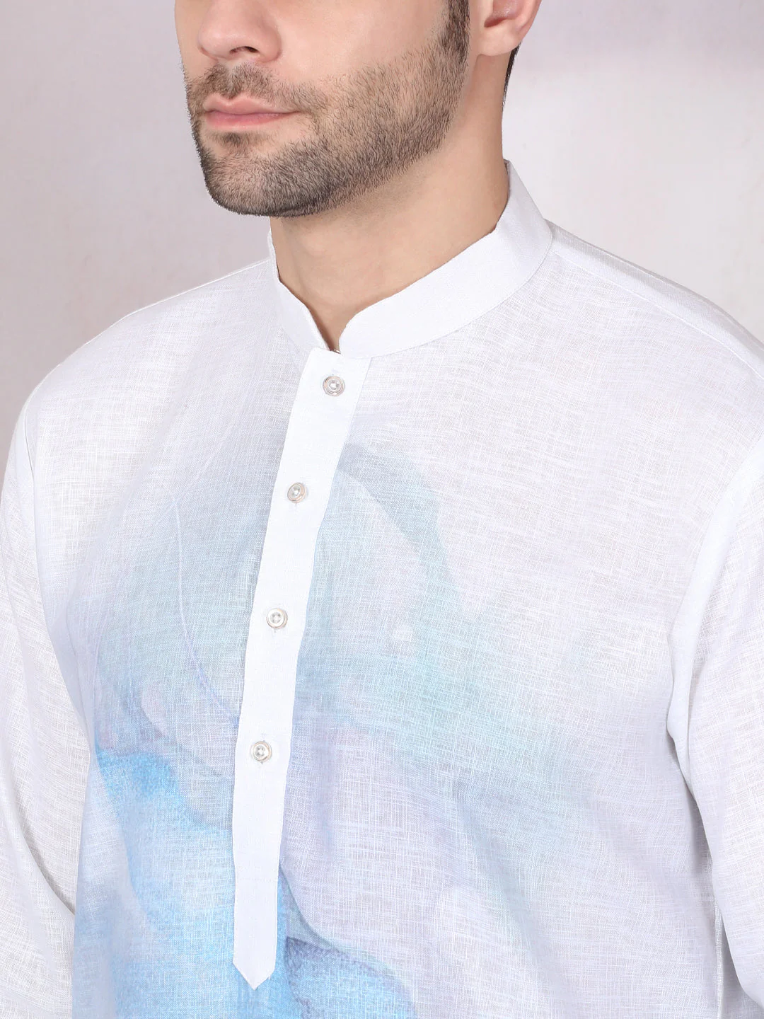 Cotton Blend Marble Printed Long Kurta - Image 8