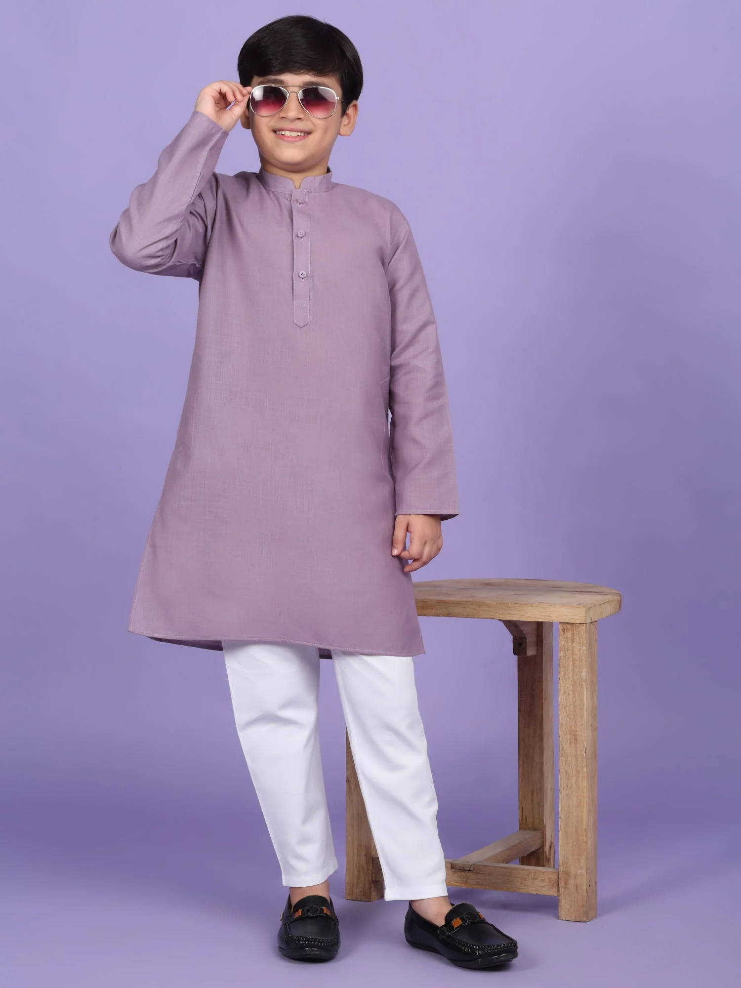 Cotton Blend Solid Kurta Set - Image 91