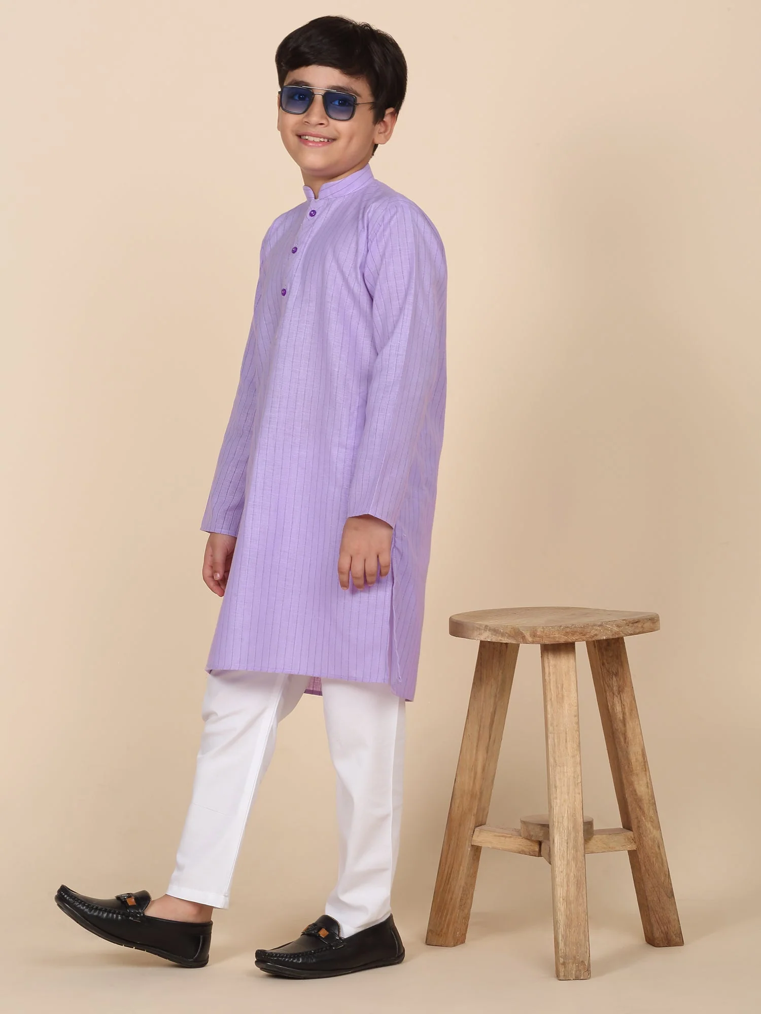 Cotton Blend Striped Kurta Set - Image 30