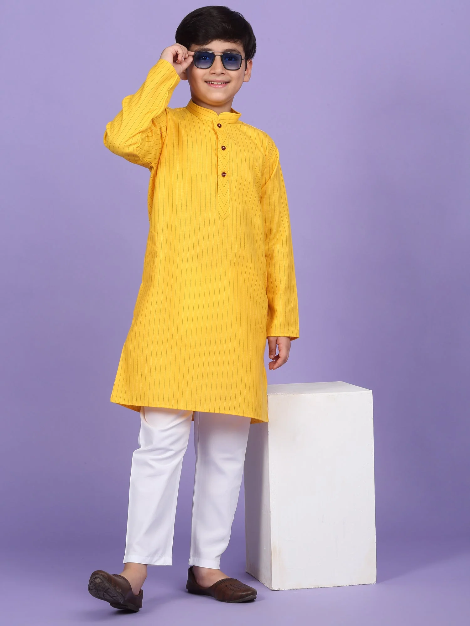 Cotton Blend Striped Kurta Set - Image 31