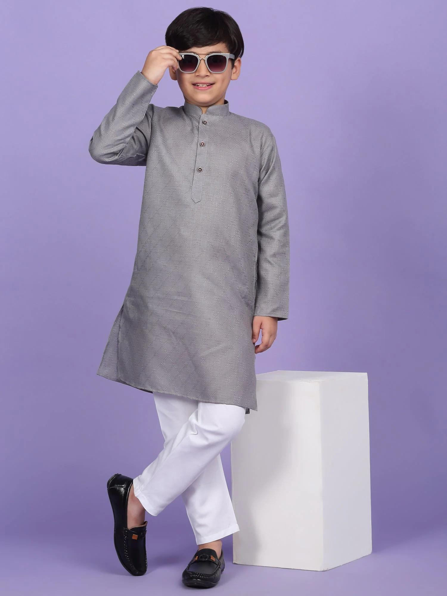 Cotton Blend Woven Design Kurta - Image 140