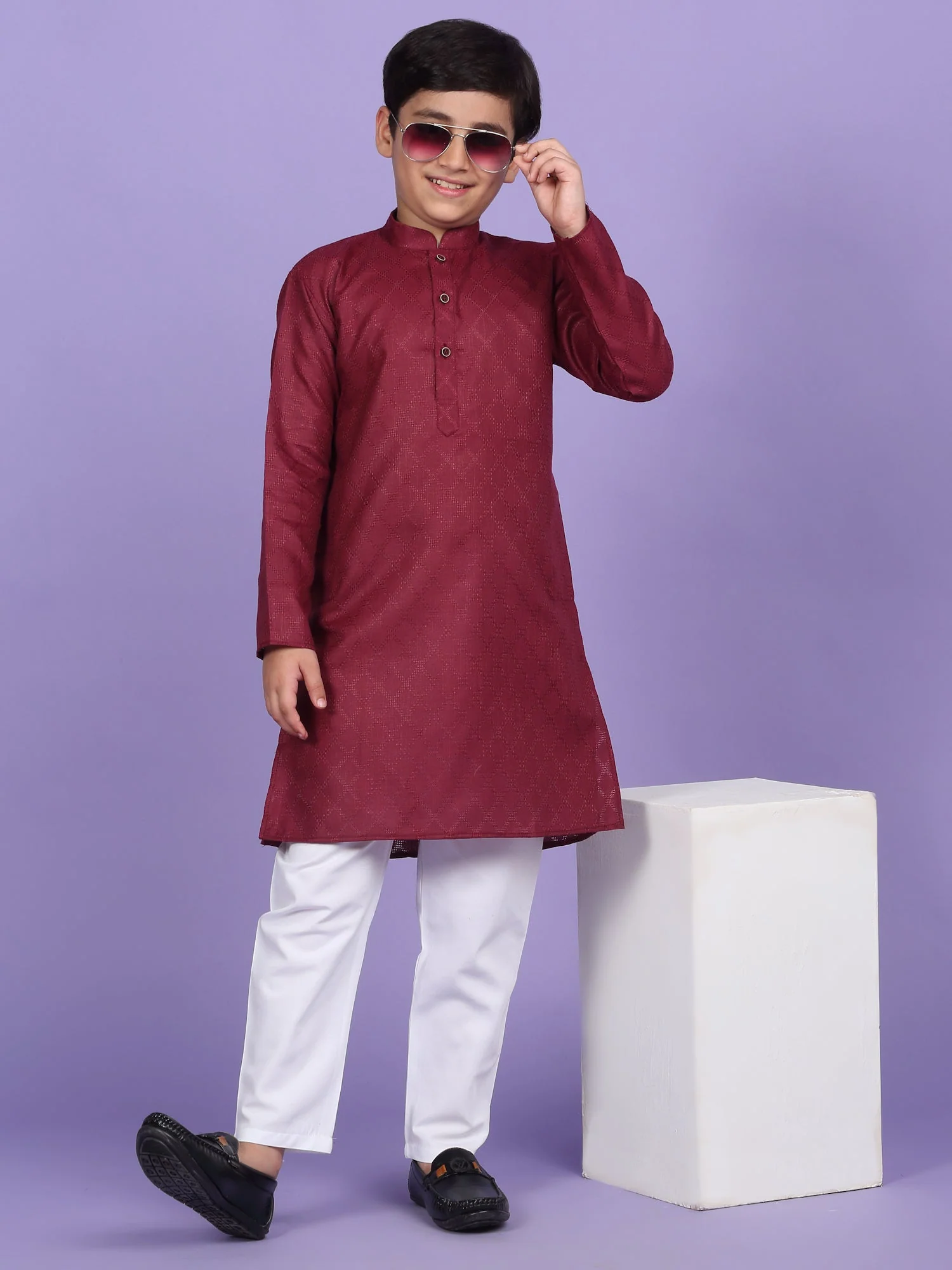 Cotton Blend Woven Design Kurta - Image 56