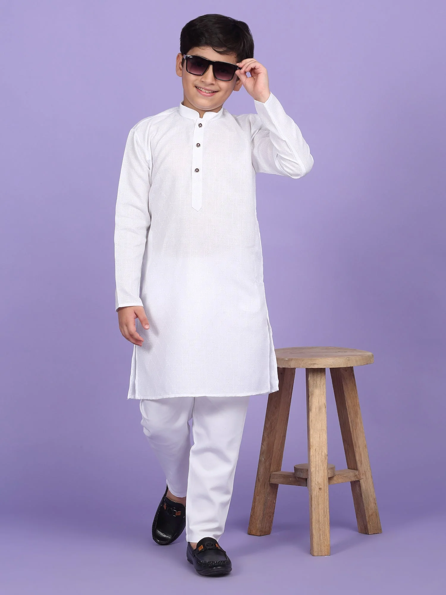 Cotton Blend Woven Design Kurta Set - Image 182