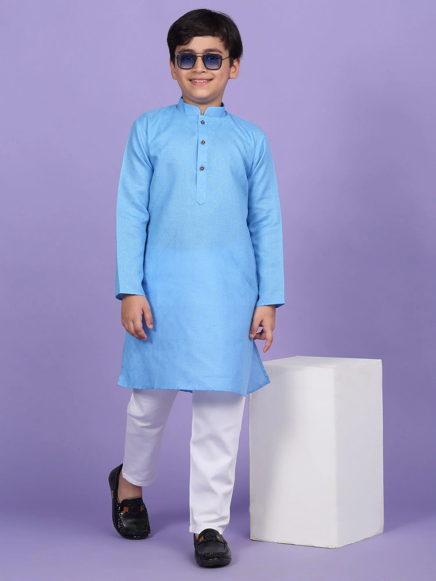 Cotton Blend Woven Design Kurta Set - Image 229