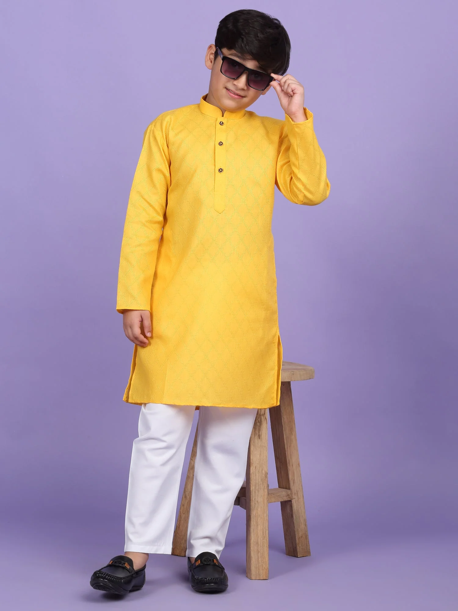 Cotton Blend Woven Design Kurta Set - Image 97