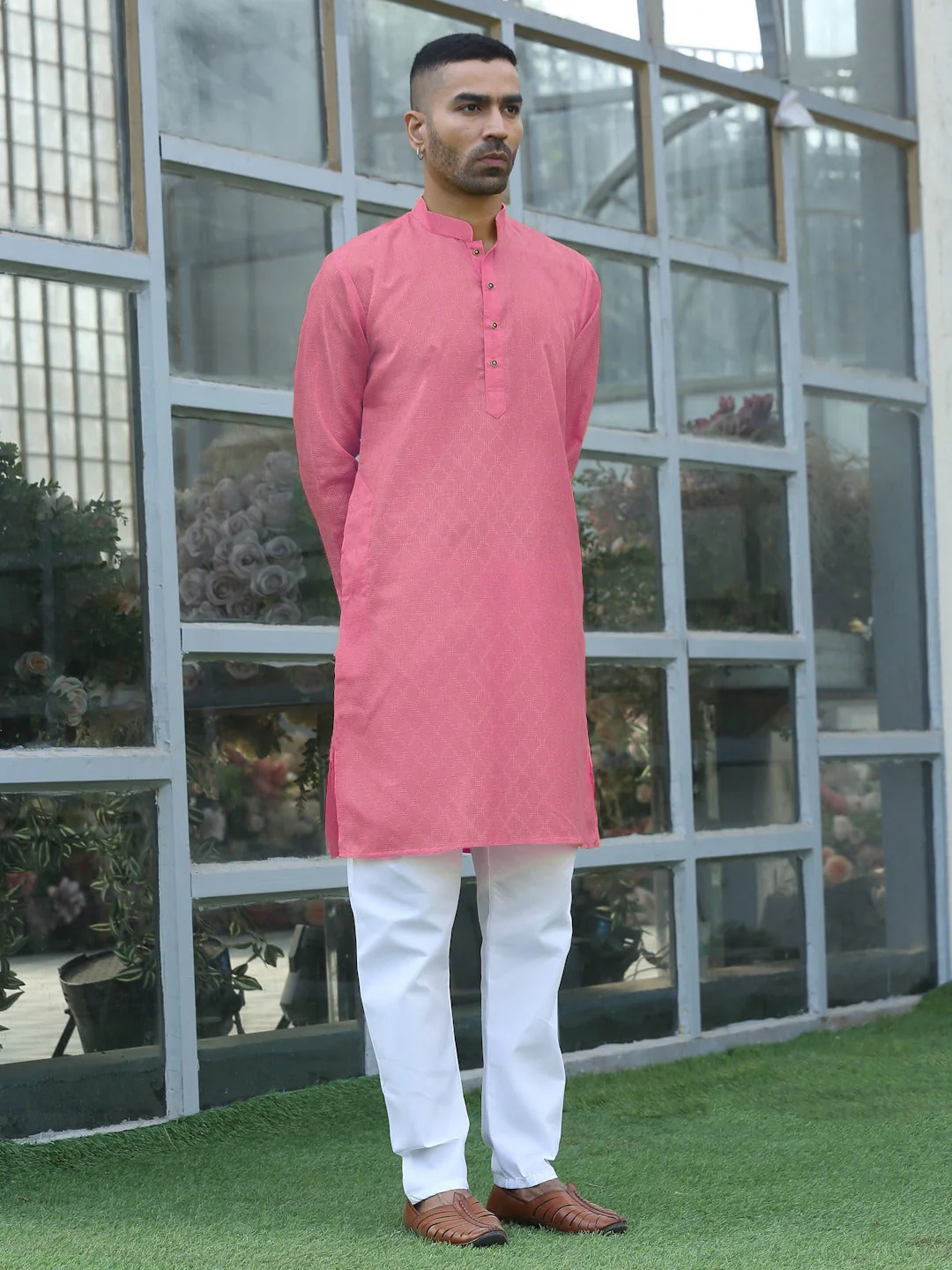 Cotton blend Woven self Desing Kurta - Image 10