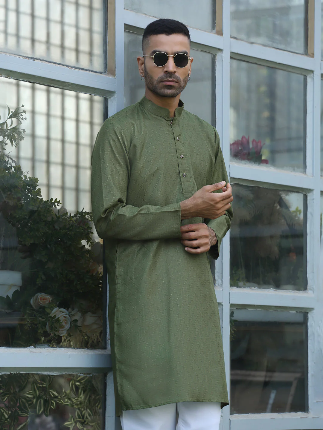 Cotton blend Woven self Desing Kurta - Image 16