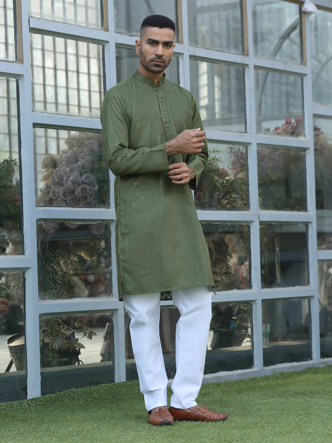 Cotton blend Woven self Desing Kurta - Image 20