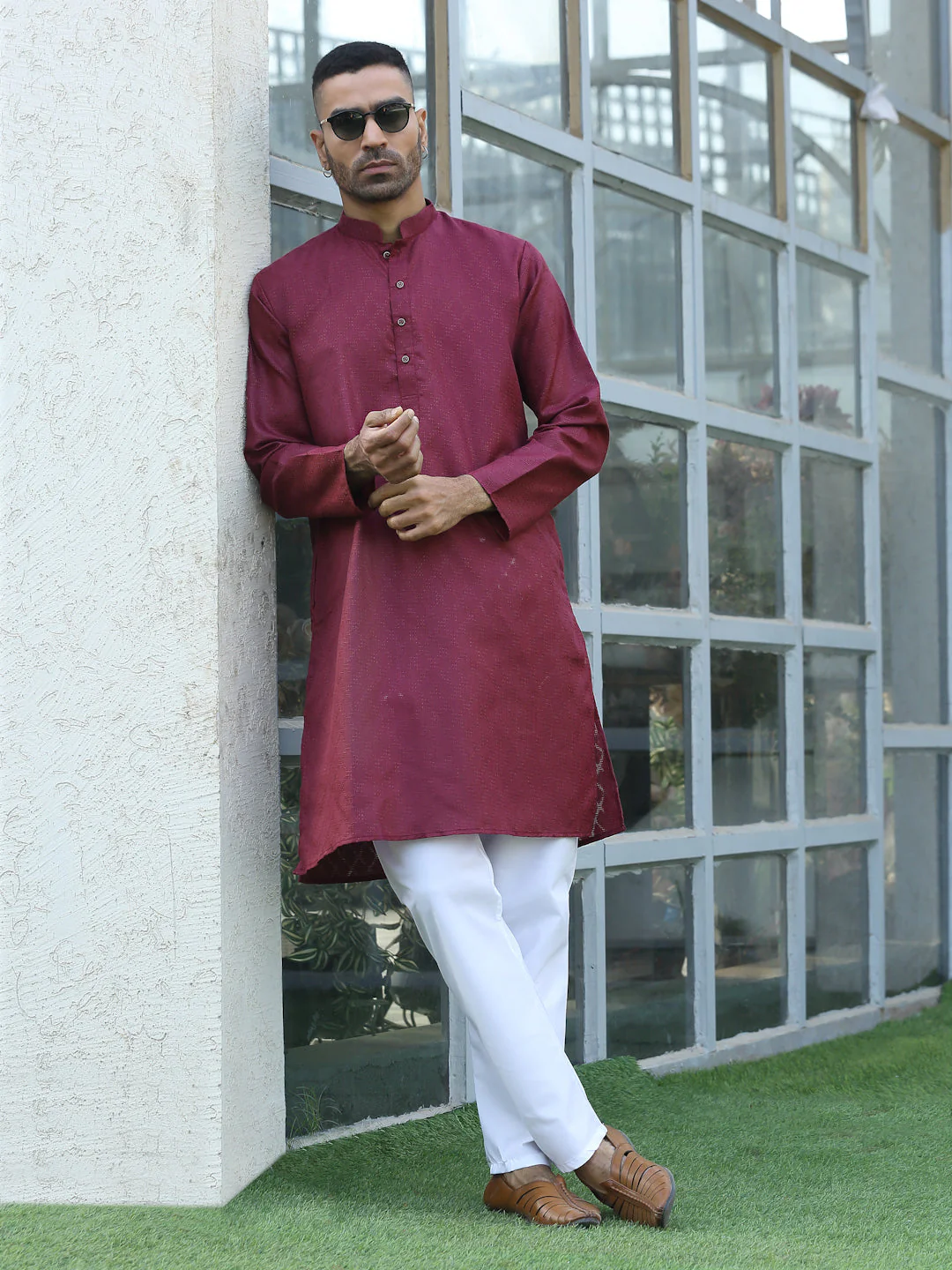 Cotton blend Woven self Desing Kurta - Image 24