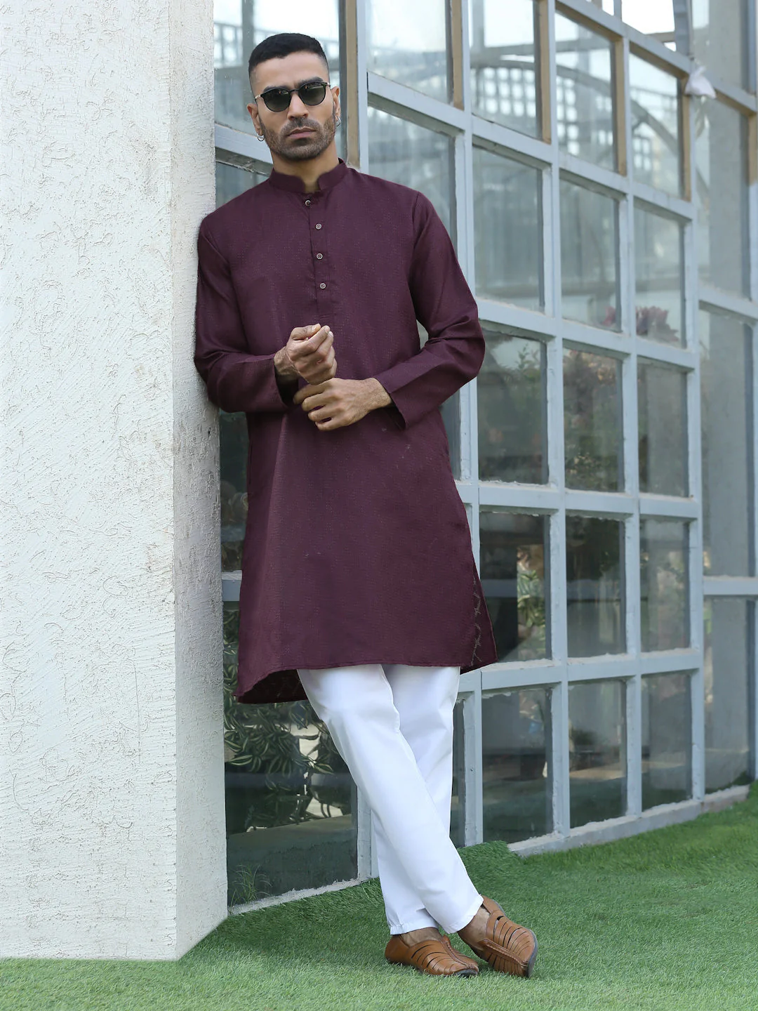 Cotton blend Woven self Desing Kurta - Image 44