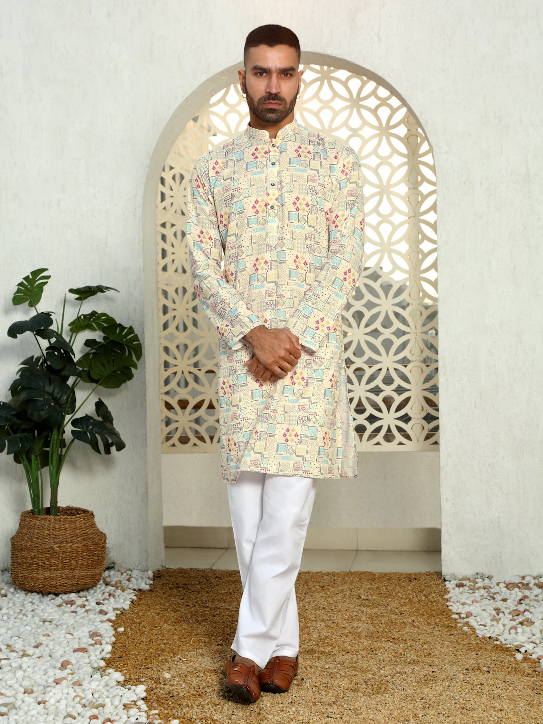 Cotton Geometric Printed Regular fit Straight Kurta - Image 5